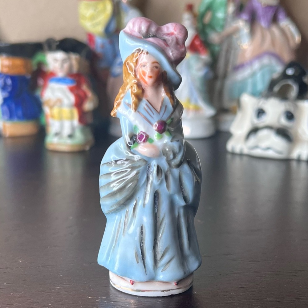 Vintage Made in Occupied Japan Victorian Lady Figurine, MIOJ Porcelain, Japanese